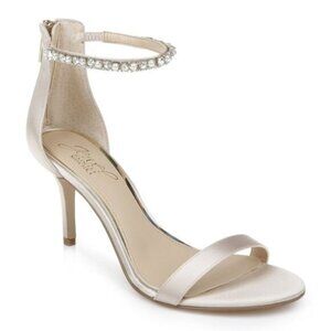 Jewel Badgley Mischka Womens Beige Ankle Strap Sandals